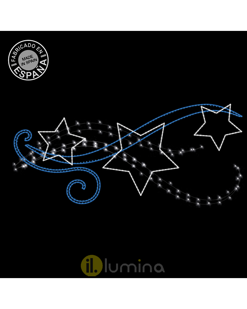 Figura Navideña luz fija varios colores tres estrellas y ondas 2,55x1,13 metros apto para exterior
