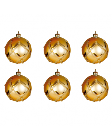 Blister 6 Christmas balls decorated gold color ø6cm