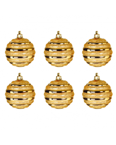 Blister 6 Christmas balls decorated gold color ø6cm