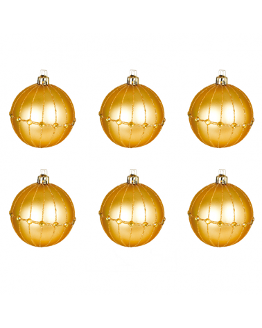 Blister 6 Christmas balls decorated gold color ø6cm