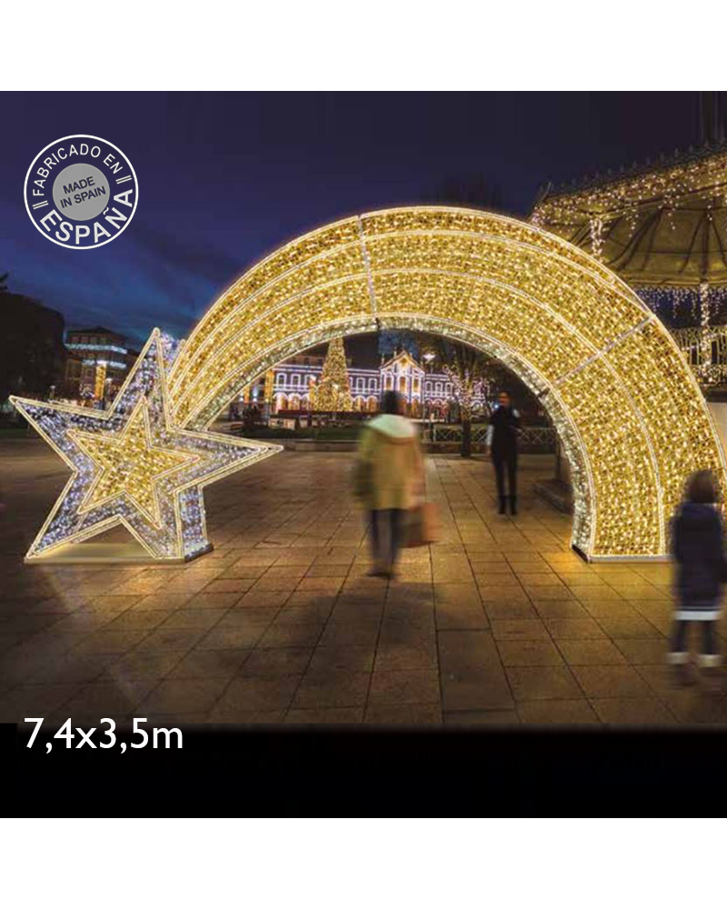 Portal estrella transitable 7,4x3,5 metros LED y tapiz PVC IP65 baja tensión 24V