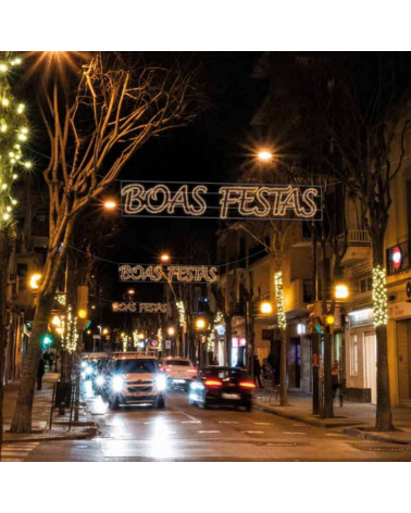 Cartel BOAS FESTAS de 3,65 metros LEDs cálidos IP65 81W