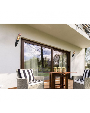 Aplique pared de exterior 40,5cm acero inoxidable acabado negro y cobre E27 15W IP44 SENSOR MOVIMIENTO
