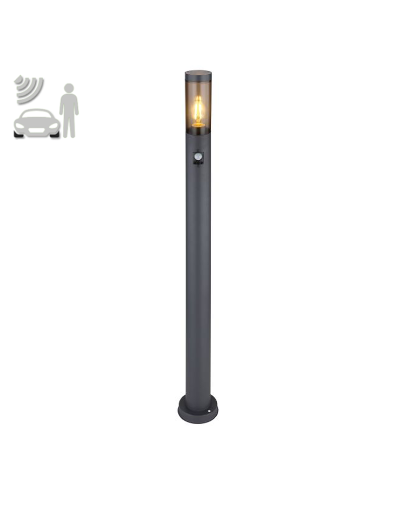 Baliza para exterior 110cm acero inoxidable acabado antracita E27 15W IP44 SENSOR MOVIMIENTO
