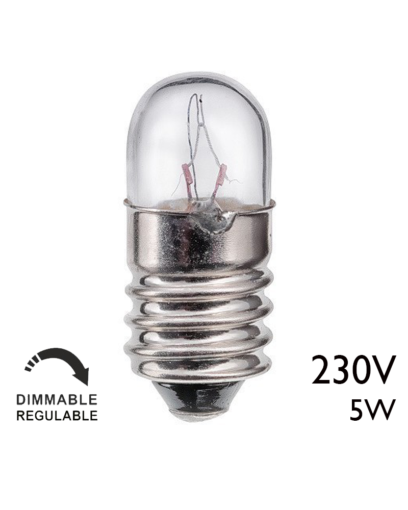 Tubular lamp 230V 5W E10 25MA