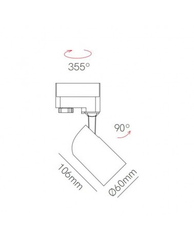 Three-phase track spotlight 6cm GU10 foldable Aluminum