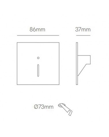 White-black square sign 8.6cm aluminum LED 1.5W CCT Switch 2700K/3200K/4000K Motion Sensor