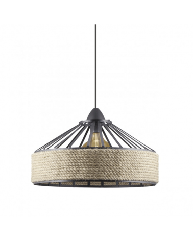 Black 40cm vintage wheel-typeCeiling lamp with rope detail 1 X 60W E-27