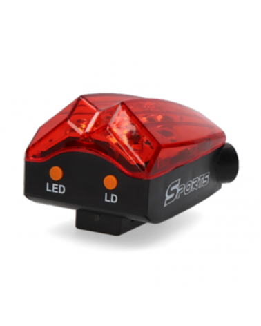 Torch light for rear bicycle with 5 leds and 2 lasers