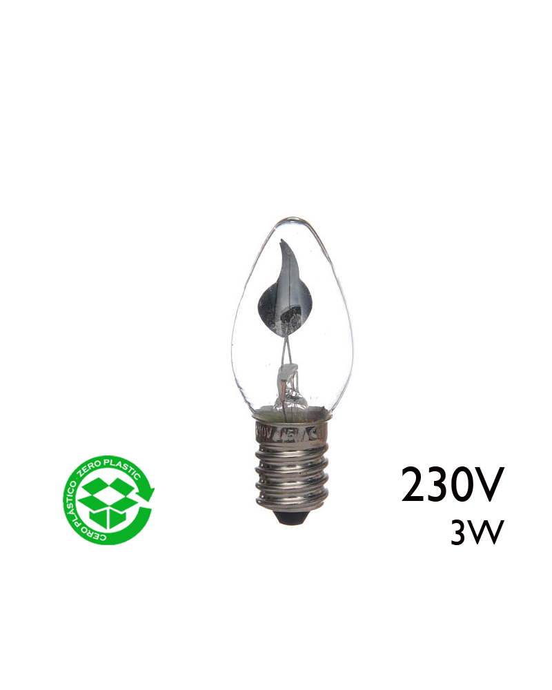 Clear oscillating candle bulb 3W E14 230V diameter 22mm
