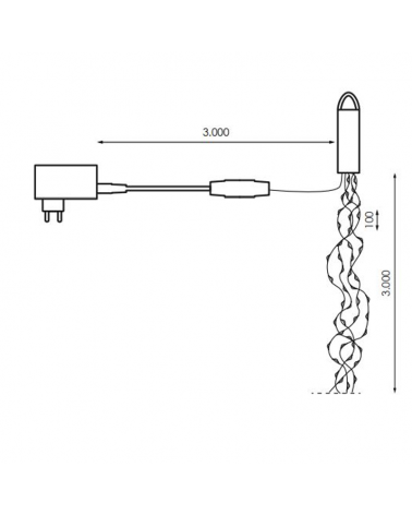 Alambre hilo LED 3m 10 tiras rosa cable transparente 300 Leds intermitentes para interior