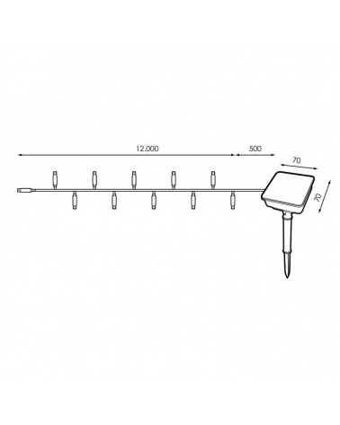 Guirnalda solar 12m 100 Leds cable verde 8 horas de carga IP44