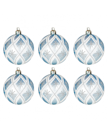 Blister 6 Christmas balls decorated silver color ø6cm