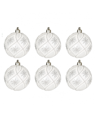 Blister 6 Christmas balls decorated silver color ø6cm